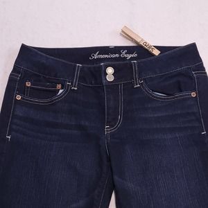 American Eagle Super Stretch Button Medium Wash Denim Jeans Womens Size 8 Blue